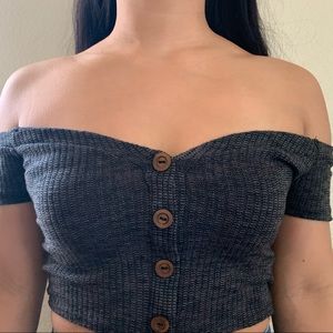 Gray Off the Shoulder Top